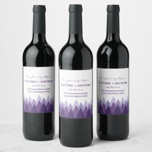 Purple Forest Range Woodland Wedding Wine Label
