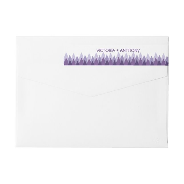 Purple Forest Range Woodland Wedding Wrap Around Label (Back)