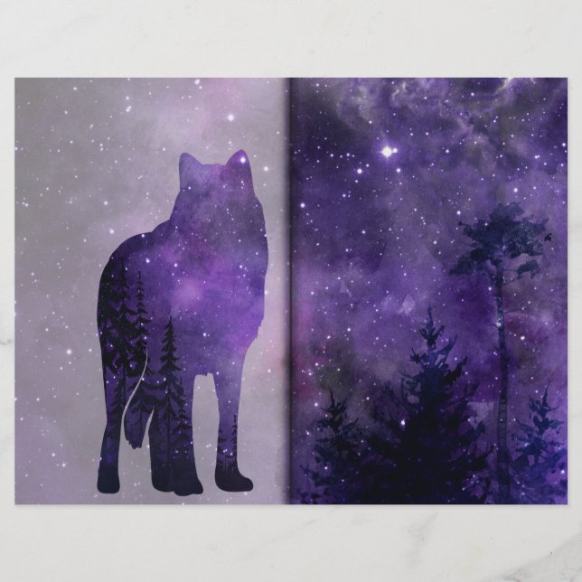 Purple Forest Wolf Scrapbook Pages (Front)