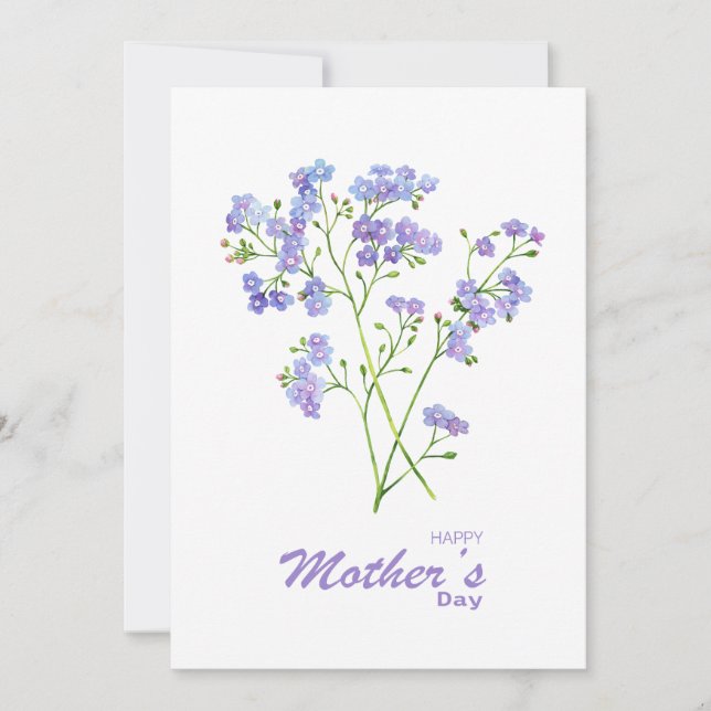 Purple Forget Me Not Flowers Mother's Day Card (Front)