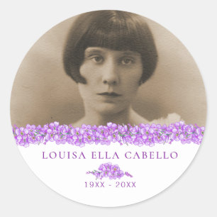 Purple forget-me-not heart memorial custom classic round sticker