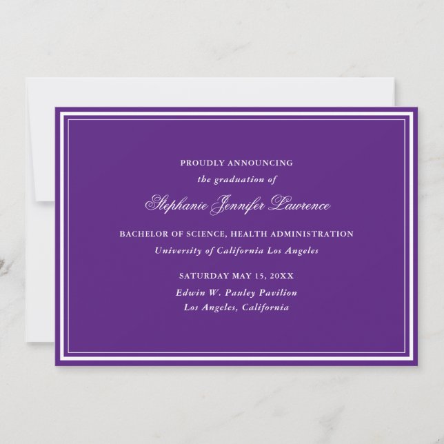 Purple Formal Graduation Announcement (Front)