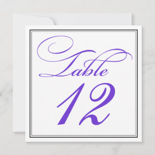 Purple Formal Script Table Number Cards