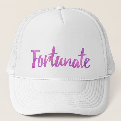 Purple Fortunate Positive Attitude Trucker Hat
