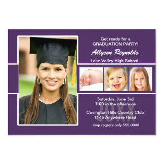 Purple And White Graduation Invitations & Announcements | Zazzle