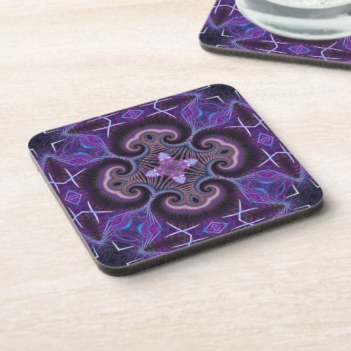 Purple Fractal Artistry Beverage Coaster