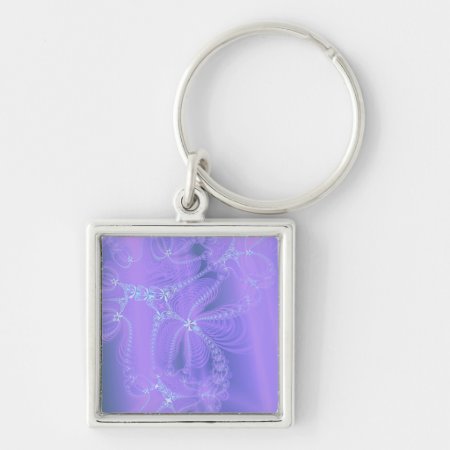 Purple Fractal Chains Keychain