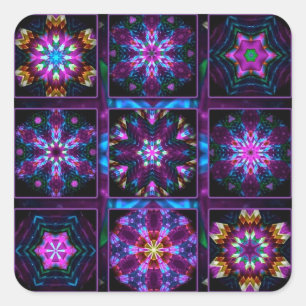 Purple Fractal Collage Square Sticker