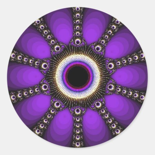 Purple Fractal Geometric FUN Sticker