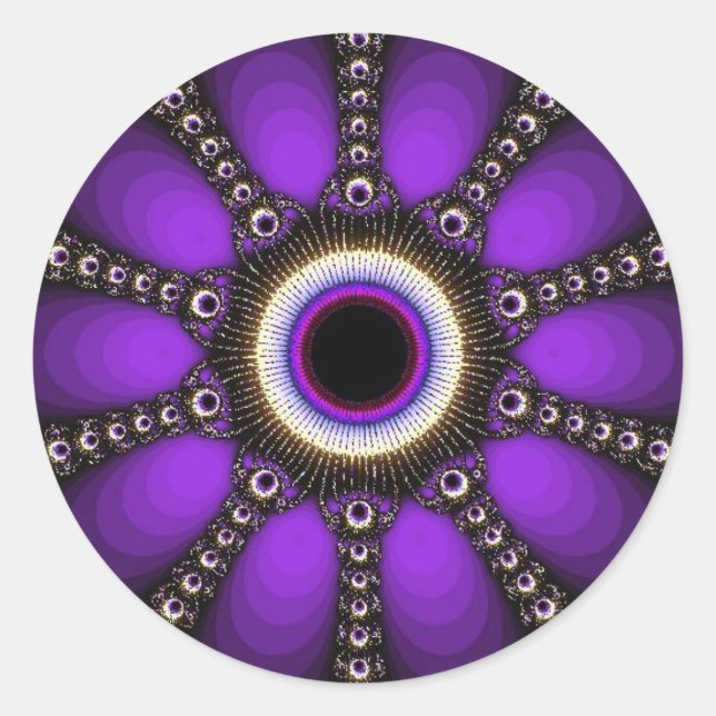 Purple Fractal Geometric FUN Sticker (Front)