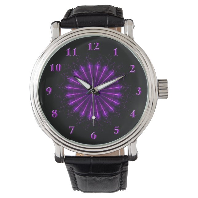 Purple Fractal Mandala (42)  eWatch Wristwatch (Front)