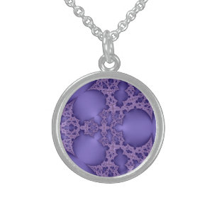 Purple fractal pattern sterling silver necklace
