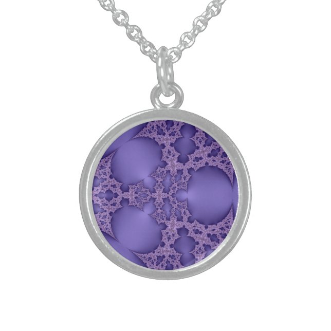 Purple fractal pattern sterling silver necklace (Front)