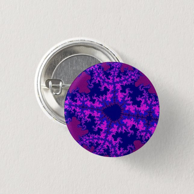 Purple Fractal Splash Pinback Button (Front & Back)