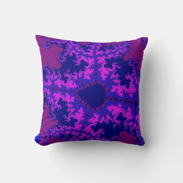 Purple Fractal Splash Throw Pillow (Front)