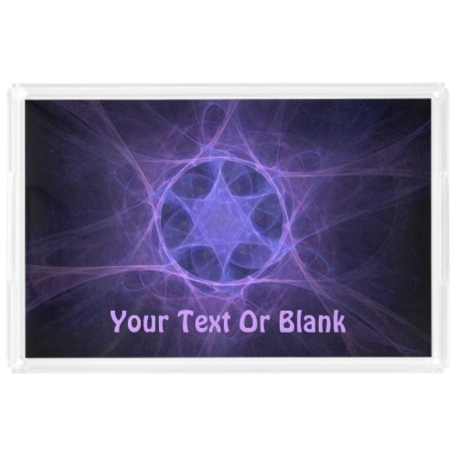 Purple Fractal Star Of David Acrylic Tray