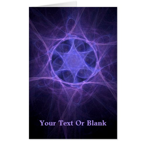 Purple Fractal Star Of David Card