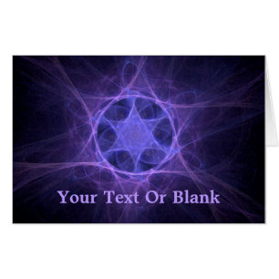 Purple Fractal Star Of David Card