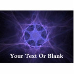 Purple Fractal Star Of David Cutout<br><div class="desc">Features nested purple Stars of David on a dark background. Add your own text.</div>