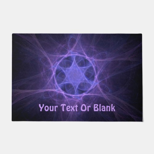 Purple Fractal Star Of David Doormat