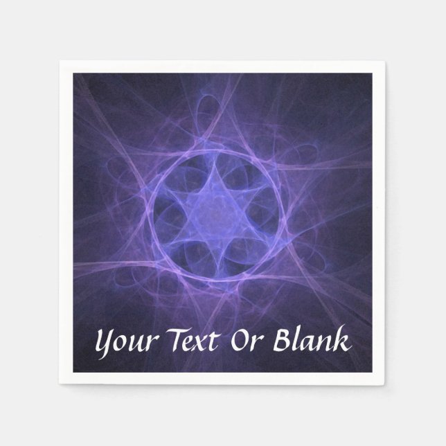 Purple Fractal Star of David Napkins (Front)