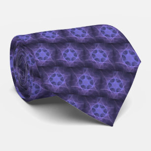 Purple Fractal Star Of David Neck Tie