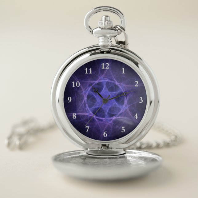 Purple Fractal Star Of David Pocket Watch (Inside)