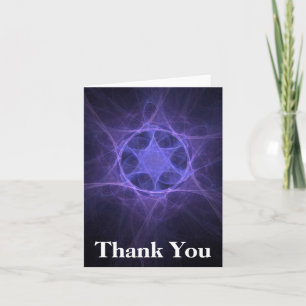 Purple Fractal Star Of David Thank You Card