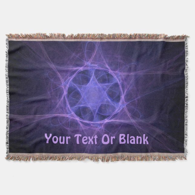 Purple Fractal Star Of David Throw Blanket (Front)