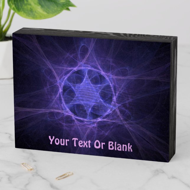 Purple Fractal Star Of David Wooden Box Sign (In Situ Horizontal)
