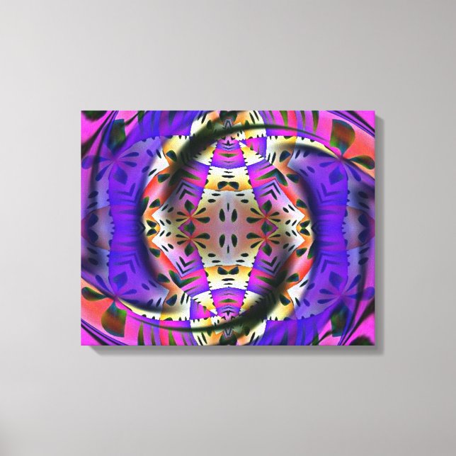 Purple Fractal Wrapped Canvas Print (Front)
