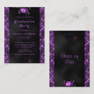 Purple Framed Black Graduation Invitation Template