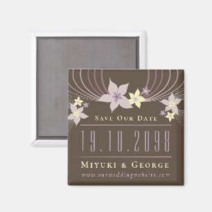 Purple Frangipani Tropical Wedding Save The Date Magnet