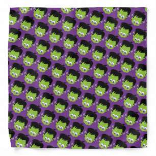 Purple Frankenstein Head Pattern Monster Halloween Bandana