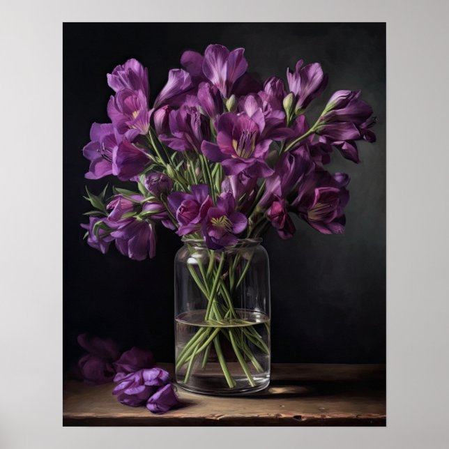 Purple Freesia Flowers Art Print Poster (Front)