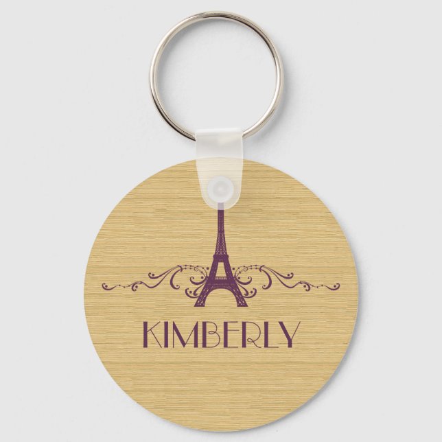 Purple French Flourish Keychain (Front)