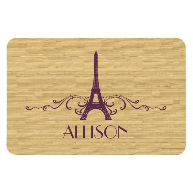 Purple French Flourish Premium Magnet (Horizontal)