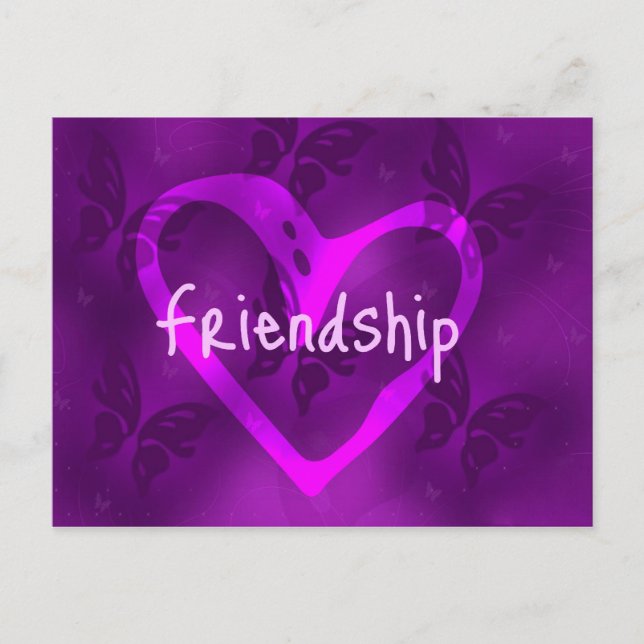 Purple Friendship Heart Postcard (Front)