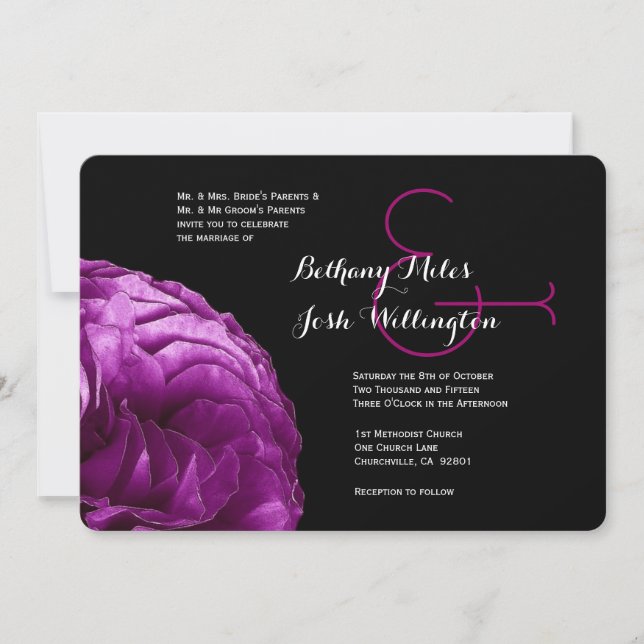 Purple Frilly Rose Wedding Template V02A (Front)