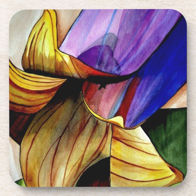 Purple Fritillary flower original art watercolor Coaster (Front)