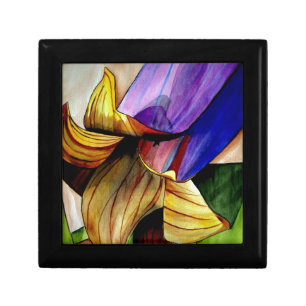 Purple Fritillary flower original art watercolor Jewelry Box