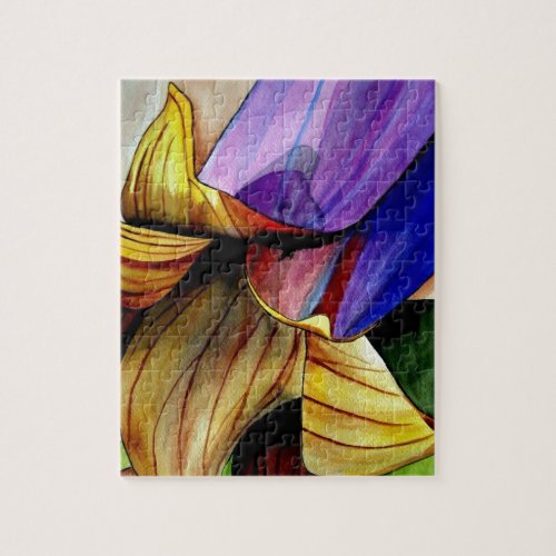 Purple Fritillary flower original art watercolor Jigsaw Puzzle