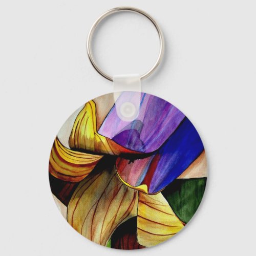 Purple Fritillary flower original art watercolor Keychain