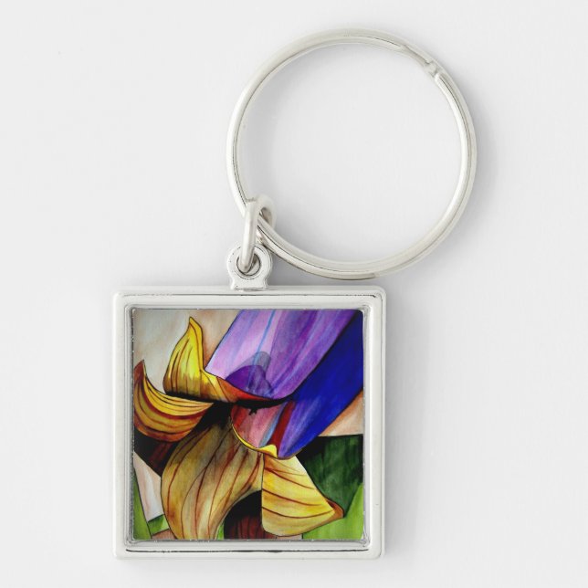 Purple Fritillary flower original art watercolor Keychain (Front)