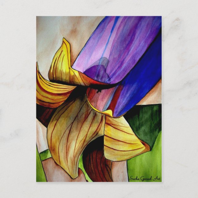 Purple Fritillary flower original art watercolor Postcard (Front)