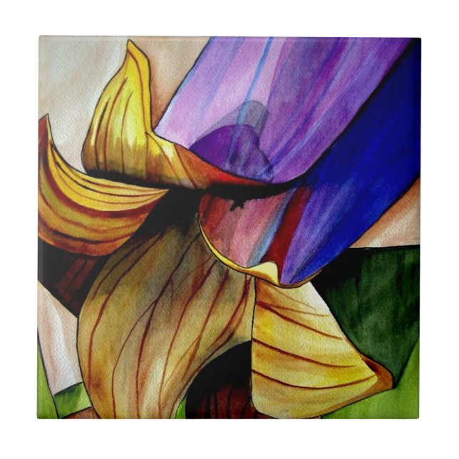 Purple Fritillary flower original art watercolor Tile (Front)