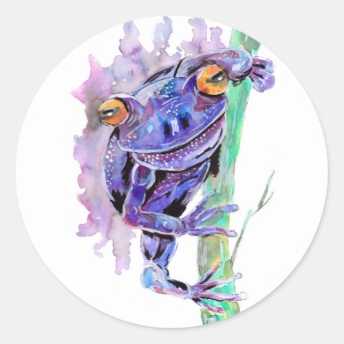 Purple Frog Classic Round Sticker