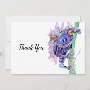 Purple Frog Watercolor Thank You Card