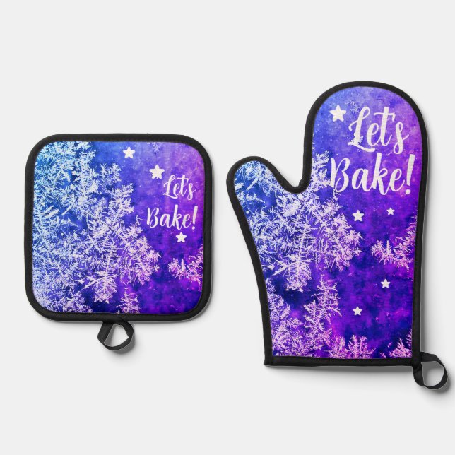 Purple Frost  Oven Mitt & Pot Holder Set (Front)