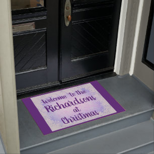 Purple frost personalised Family Welcome Doormat